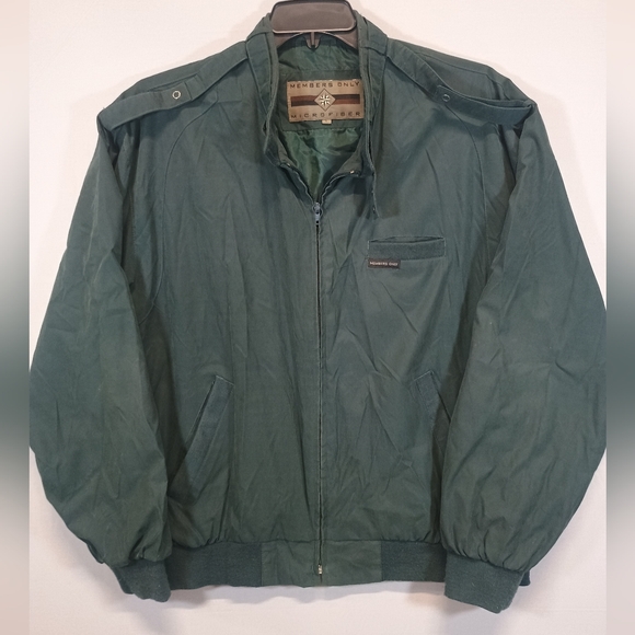 Members Only Other - Members Only Microfiber Men’s L Vintage Green Bomber Jacket